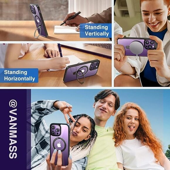 BLACK iPhone 14 Pro Max Phone Case MagSafe Shockproof Case for iPhone 14 PRO MAX - Picture 5 of 8